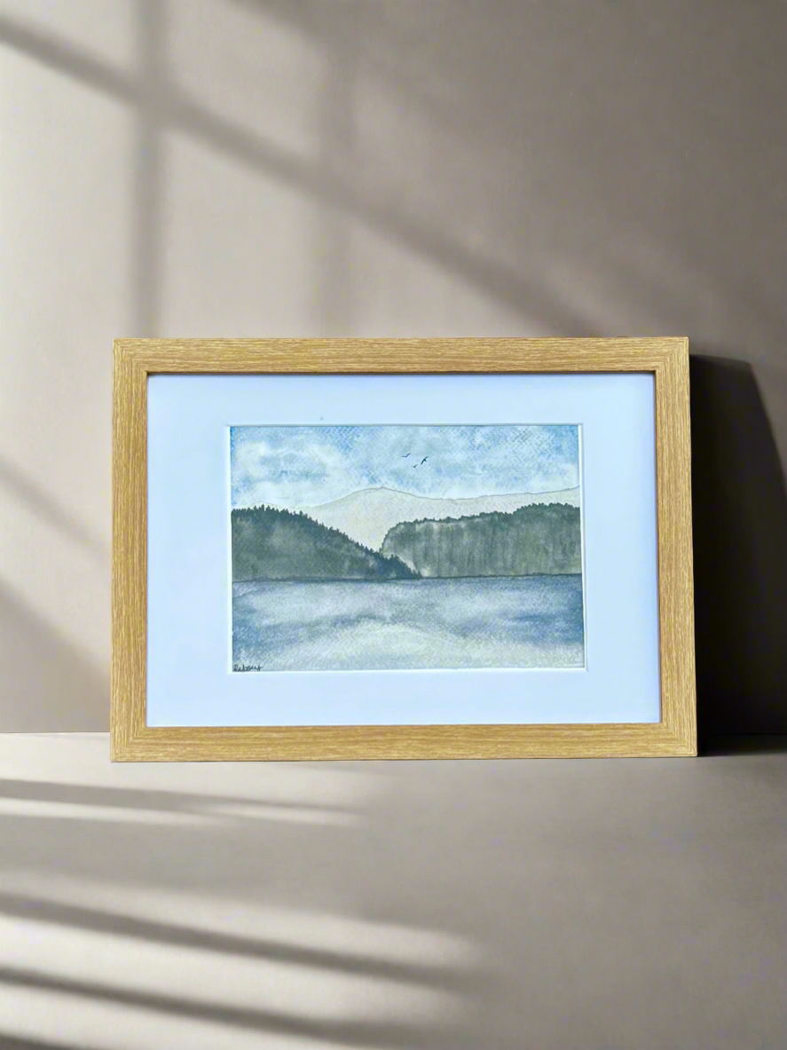 Nordic Hills - Original Watercolour Painting | 8x6” Artwork in A4 Mount | Eco-Friendly | Optional Frame