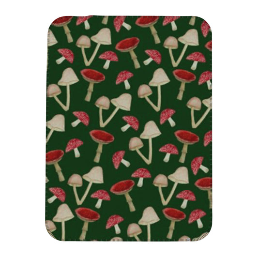 ‘Mushrooms’ Blanket – Woodland Fungi Illustration | Nature Inspired Warm Blanket