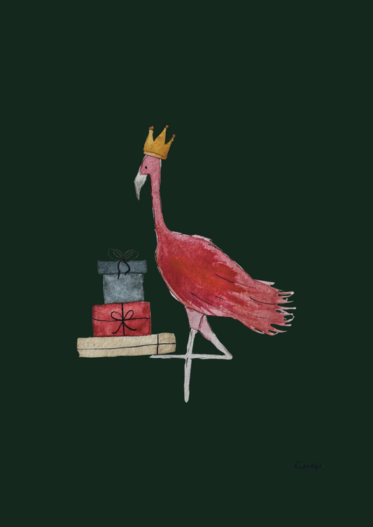 Festive Flamingo | Sustainable Art Greeting Card |Recycled A6 | Nature-Inspired Illustration
