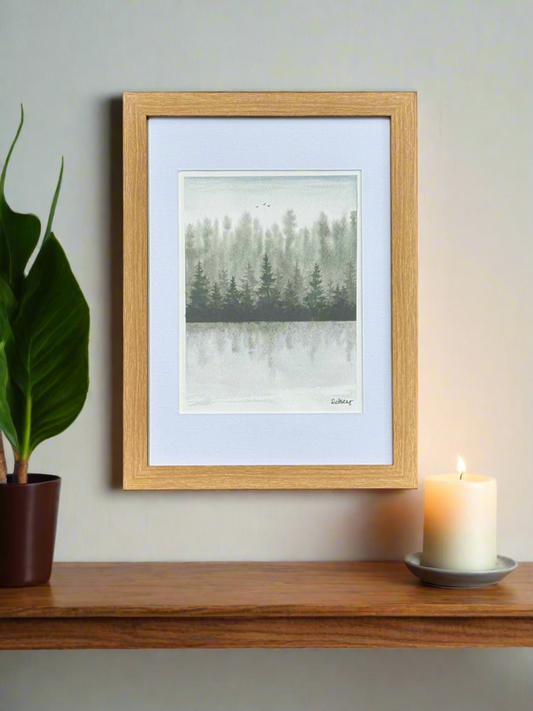 Whispering Reflections - Original Watercolour Painting | 8x6” Artwork in A4 Mount | Eco-Friendly | Optional Frame