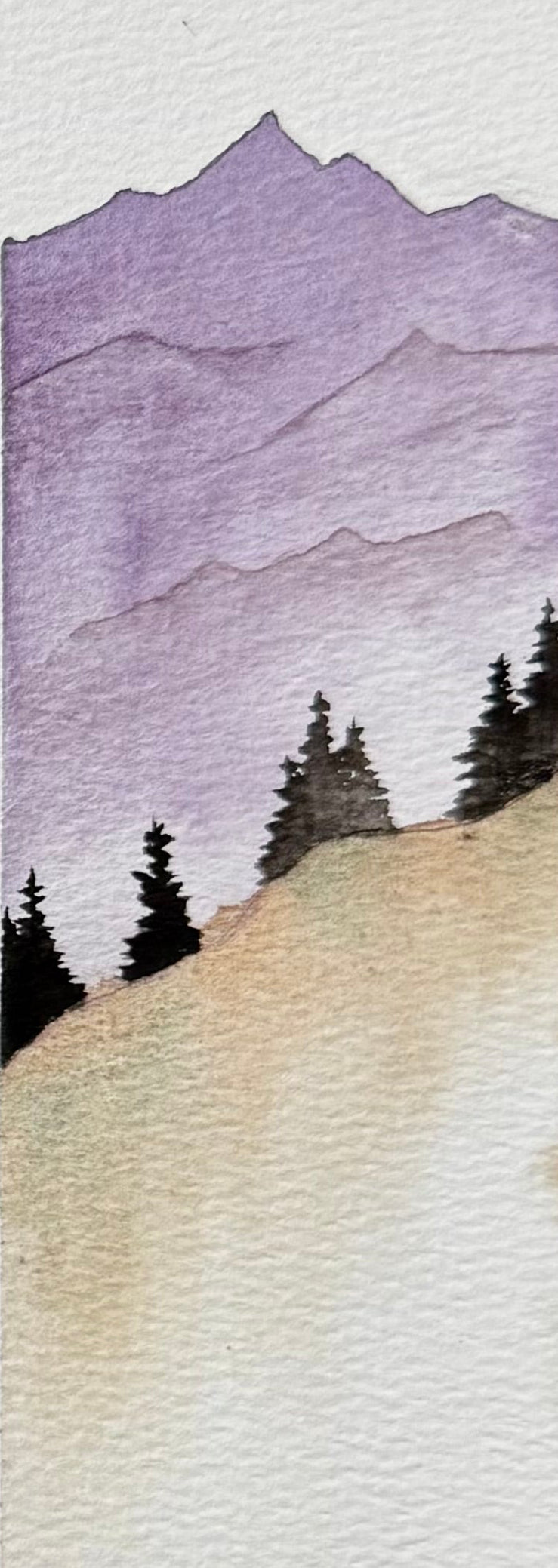 Hills Bookmark – Lilac Landscape Watercolour Bookmark