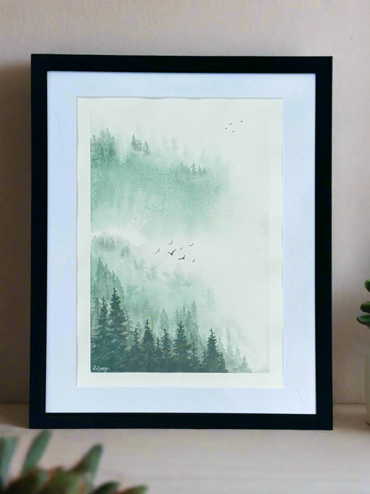 The Flock and the Fog | Original Watercolour Painting | A4