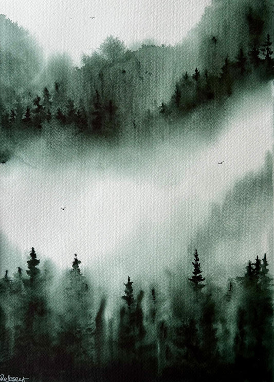 Emerald Veil | Sustainable Art Greeting Card | Recycled A6 | Nature-Inspired Illustration