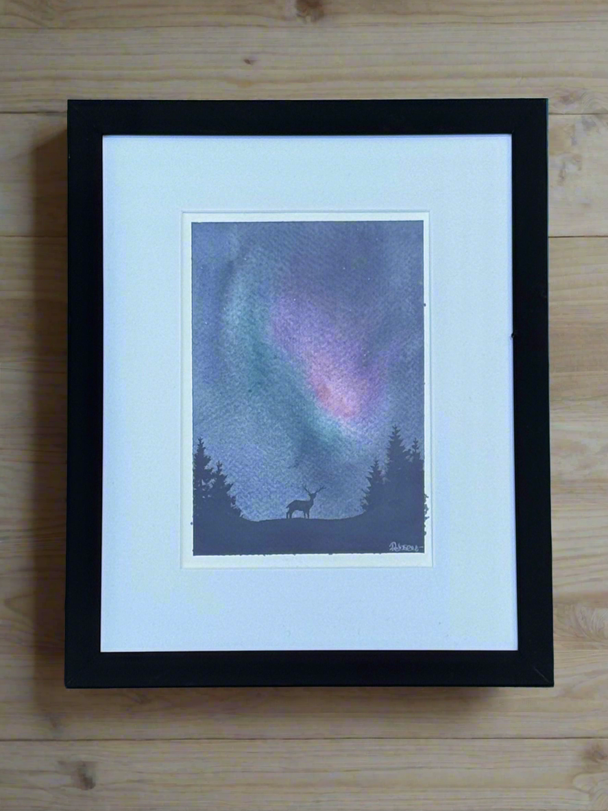 Stargazer – Original Watercolour Painting | 5x7” in 8x10” Mount