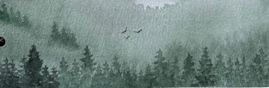 Forest Canopy Bookmark – Green Woodland Watercolour Art
