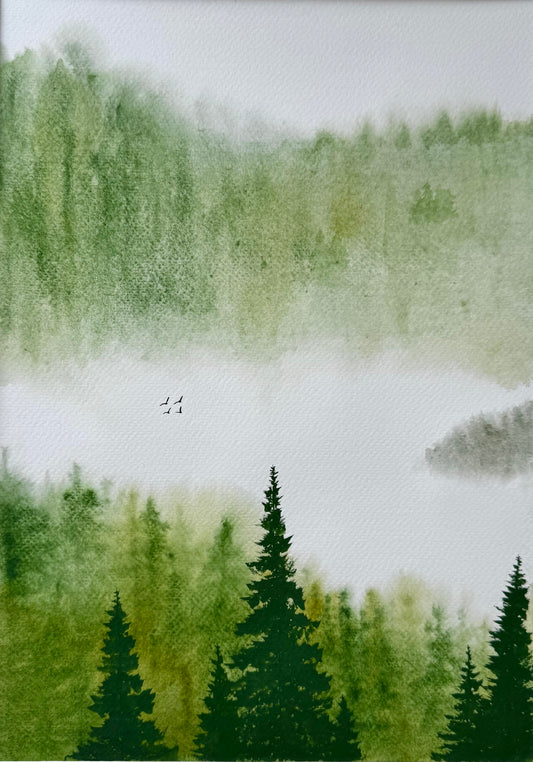 Whispers Through the Pines | Original Duo Watercolour Paintings | 14”x10”