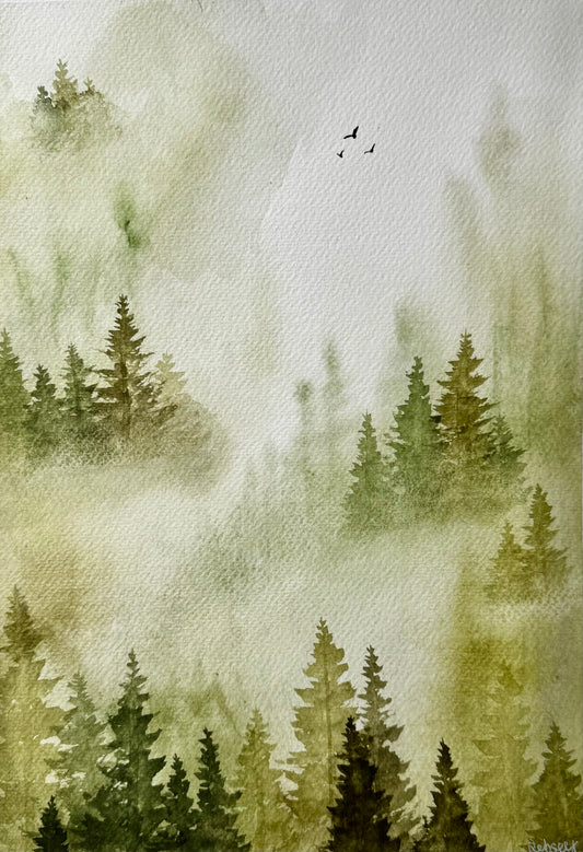 Evergreen Dreams | Sustainable Art Greeting Card | Recycled A6 | Nature-Inspired Illustration