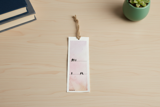 Bird Bookmark – Pink Sky Watercolour Nature Art