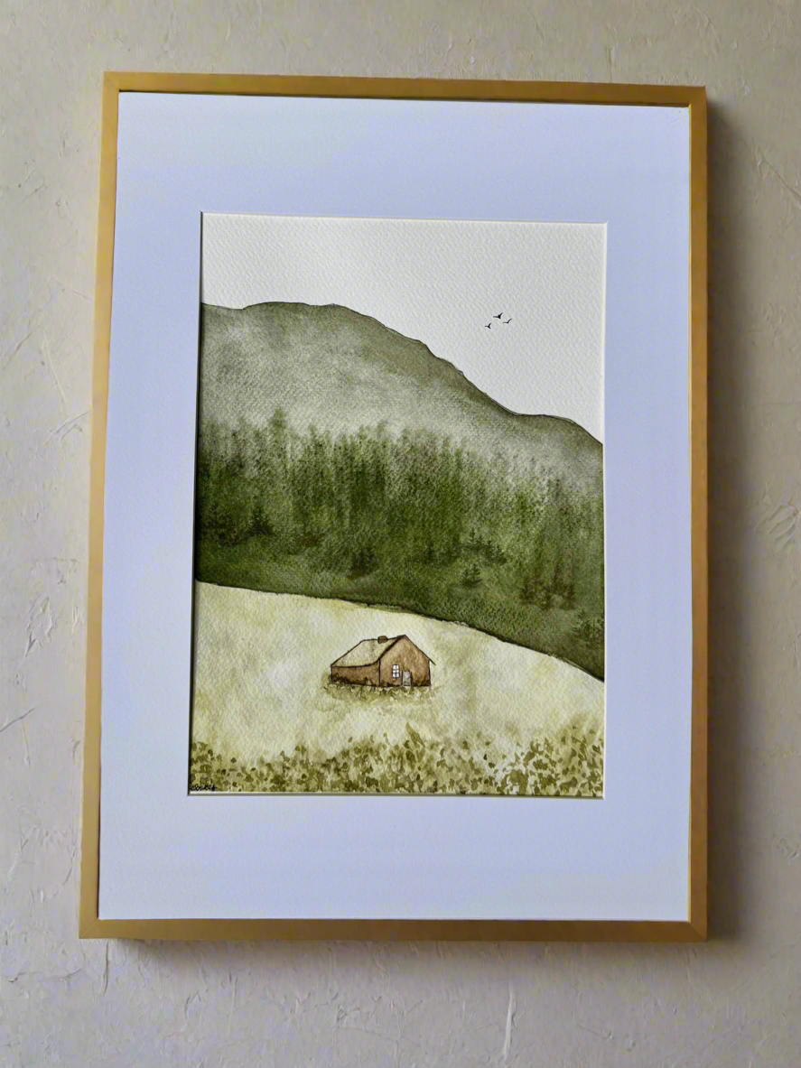 The Meadow’s Keeper - Original Watercolour Painting | A4 Artwork in A3 Mount | Eco-Friendly | Optional Frame