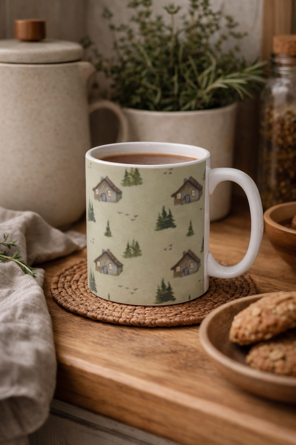 ‘A Home That Waits’ Mug – Cottage Illustration | Nature Inspired Ceramic Mug