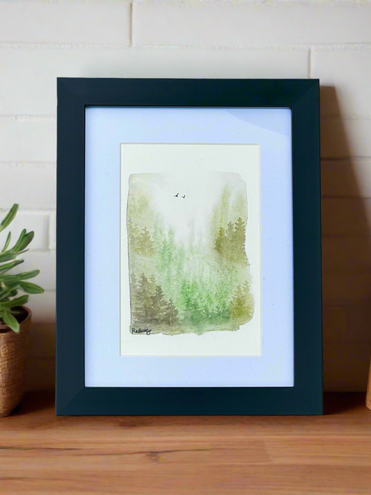 Deep in the Forest - Original Minimalist Watercolour Painting | 6x4”