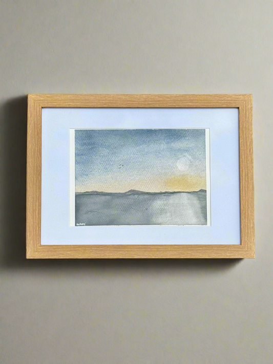 Where the Day Meets the Deep - Original Watercolour Painting | 8x6” Artwork in A4 Mount | Eco-Friendly | Optional Frame