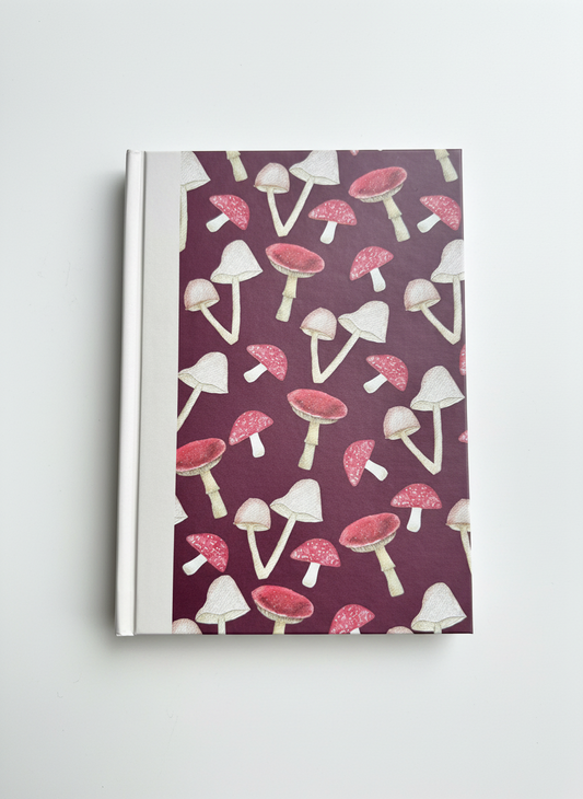 Mushrooms A5 Hardback Notebook | Woodland Pattern Journal | Cottagecore Mushroom Stationery