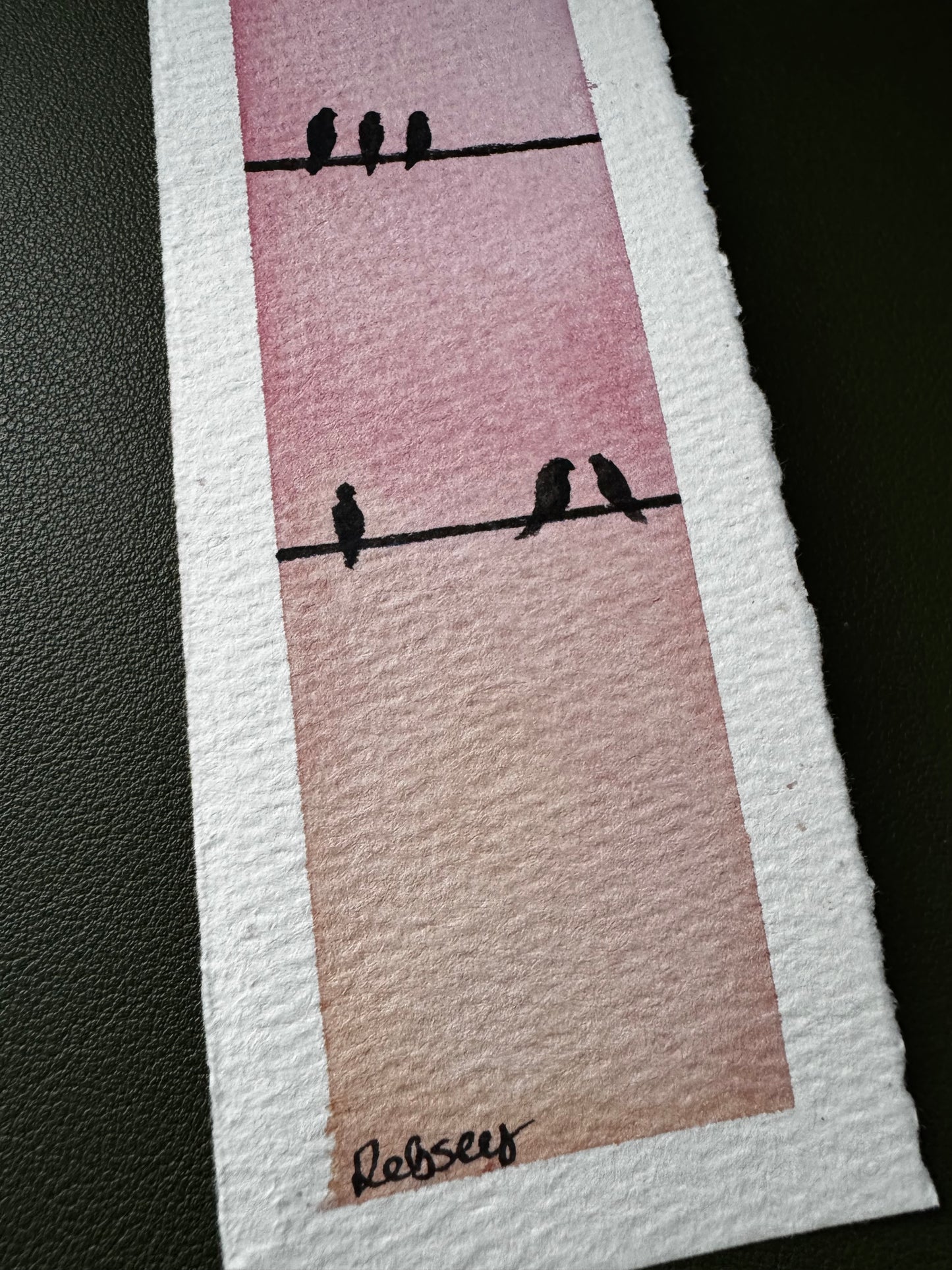 Bird Bookmark – Pink Sky Watercolour Nature Art
