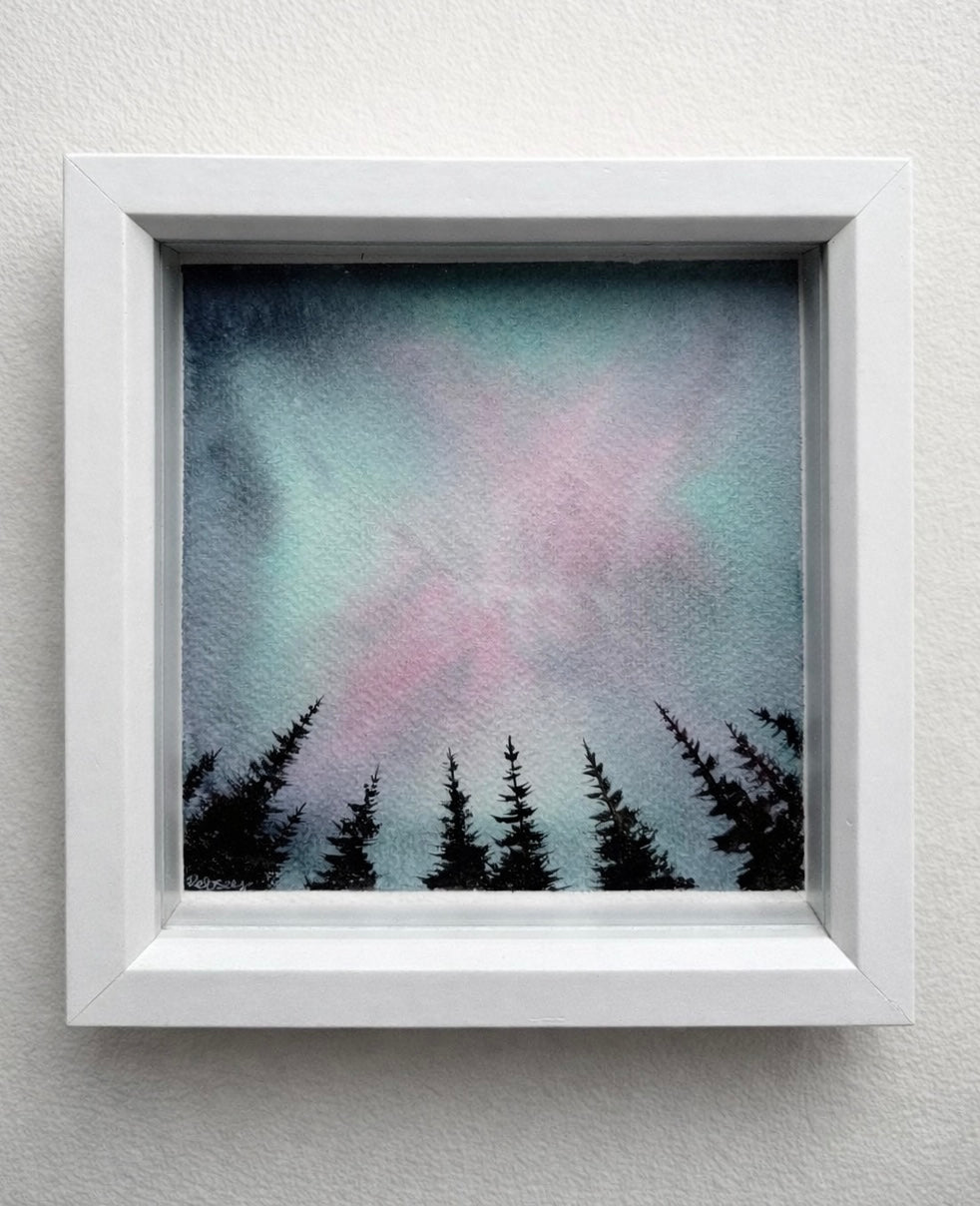 Learning to Glow Again – Original Watercolour Painting | 15 × 15 cm Framed