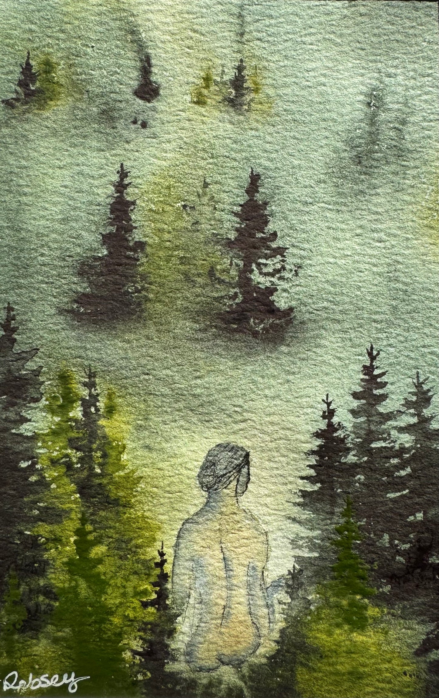 Mama in the Pines | Original Pine Forest Watercolour Painting