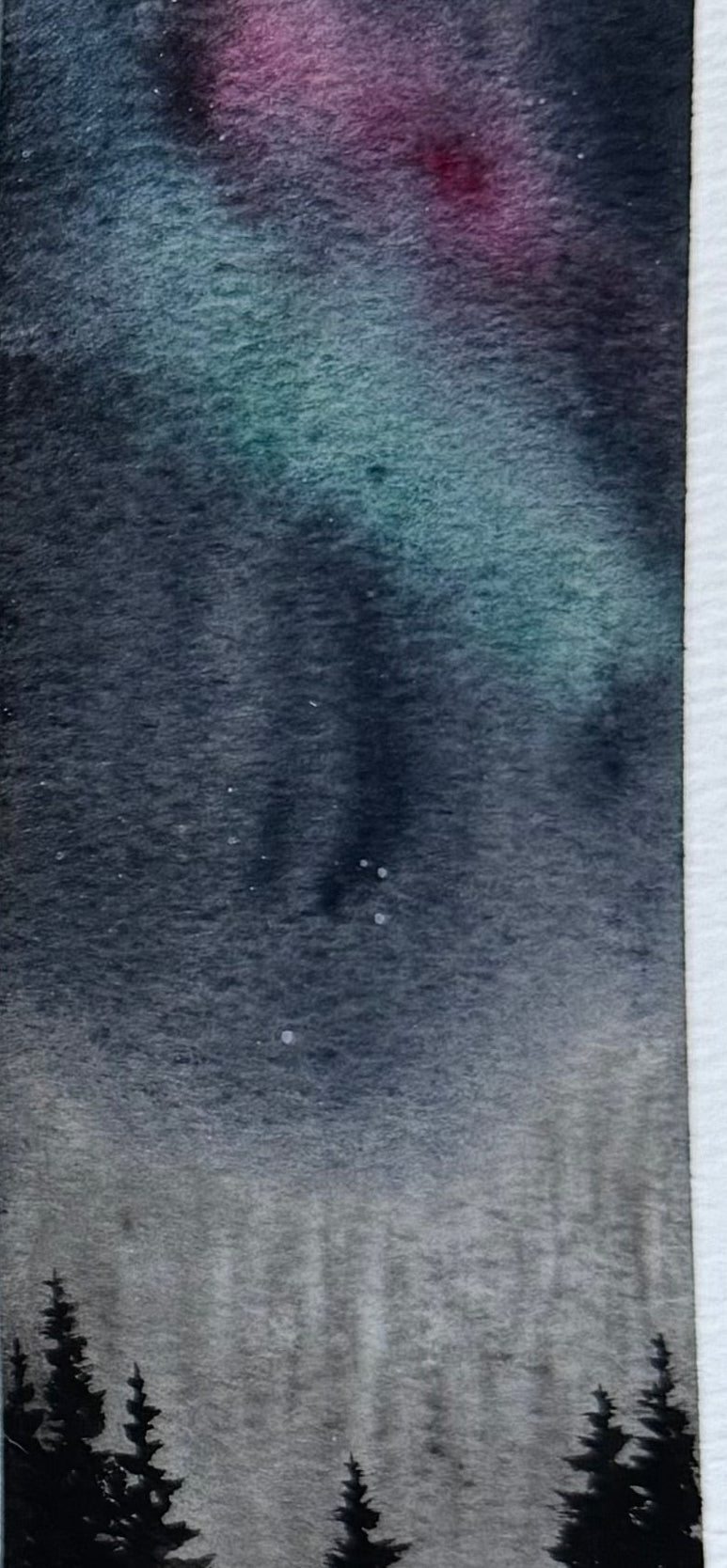 Aurora Bookmark – Hand-Painted Northern Lights Watercolour