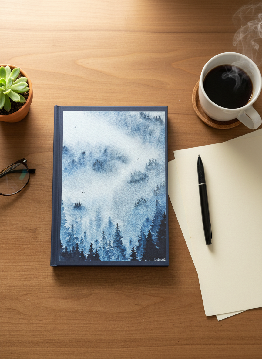 Lullaby Forest A5 Hardback Notebook | Misty Forest Watercolour Journal | Nature Stationery