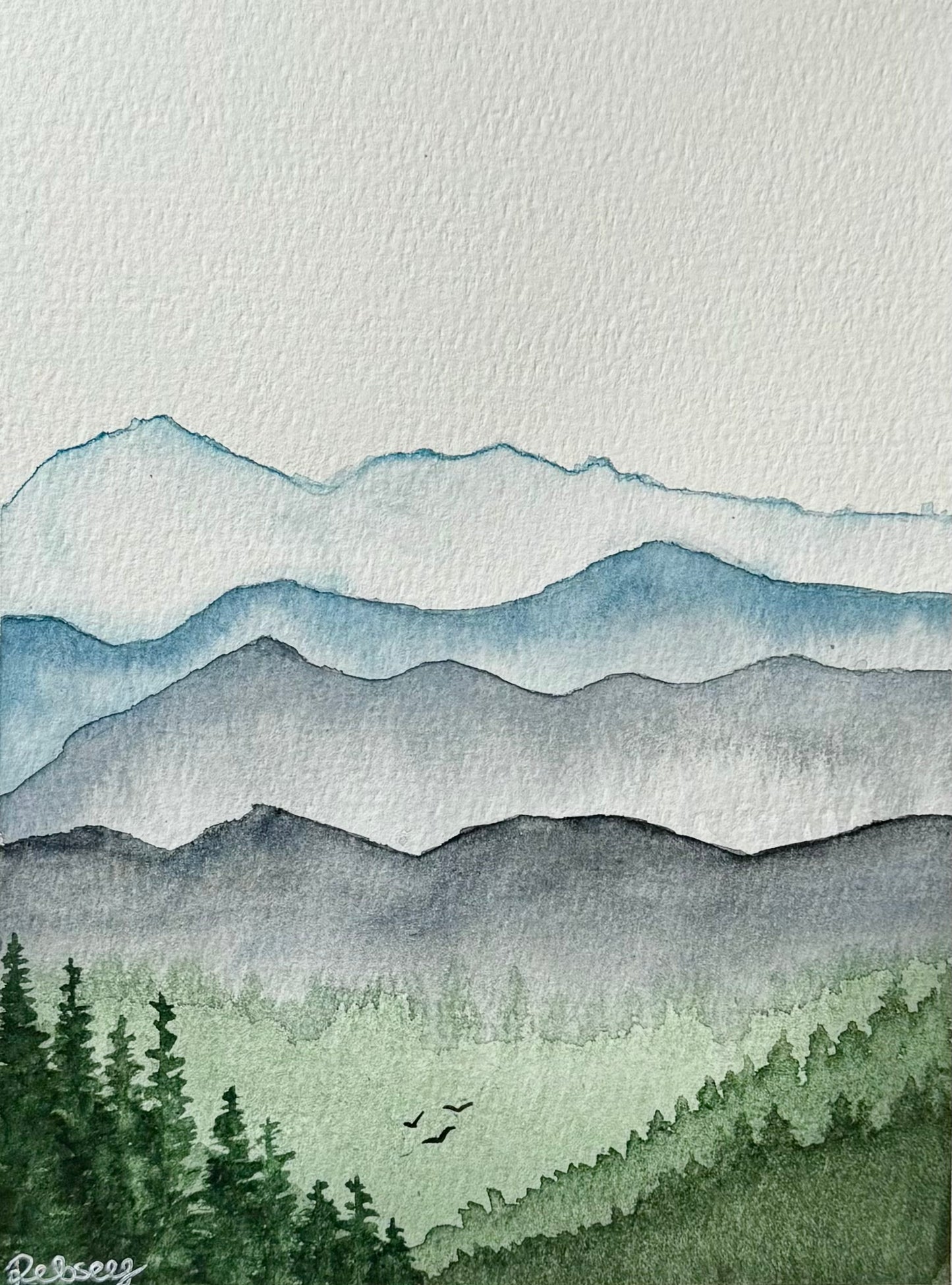 The Faraway Blue |Original Watercolour Painting | 8”x6”
