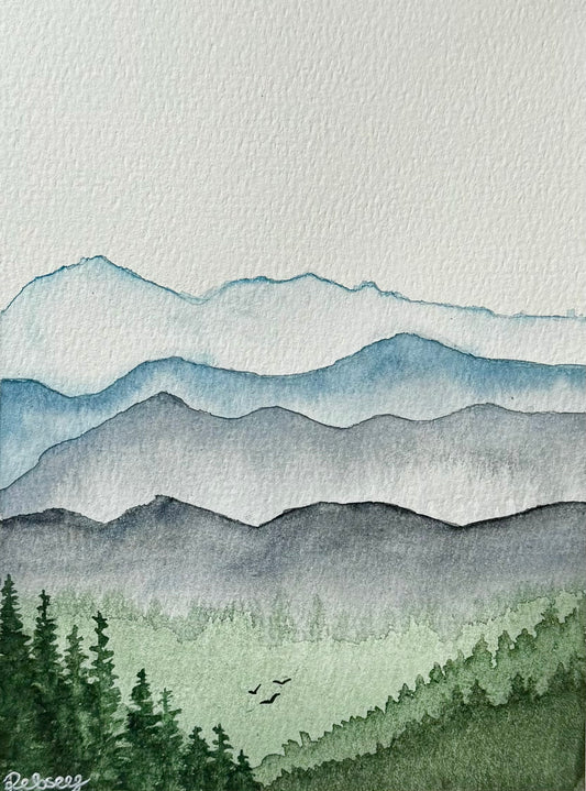 The Faraway Blue |Original Watercolour Painting | 8”x6”
