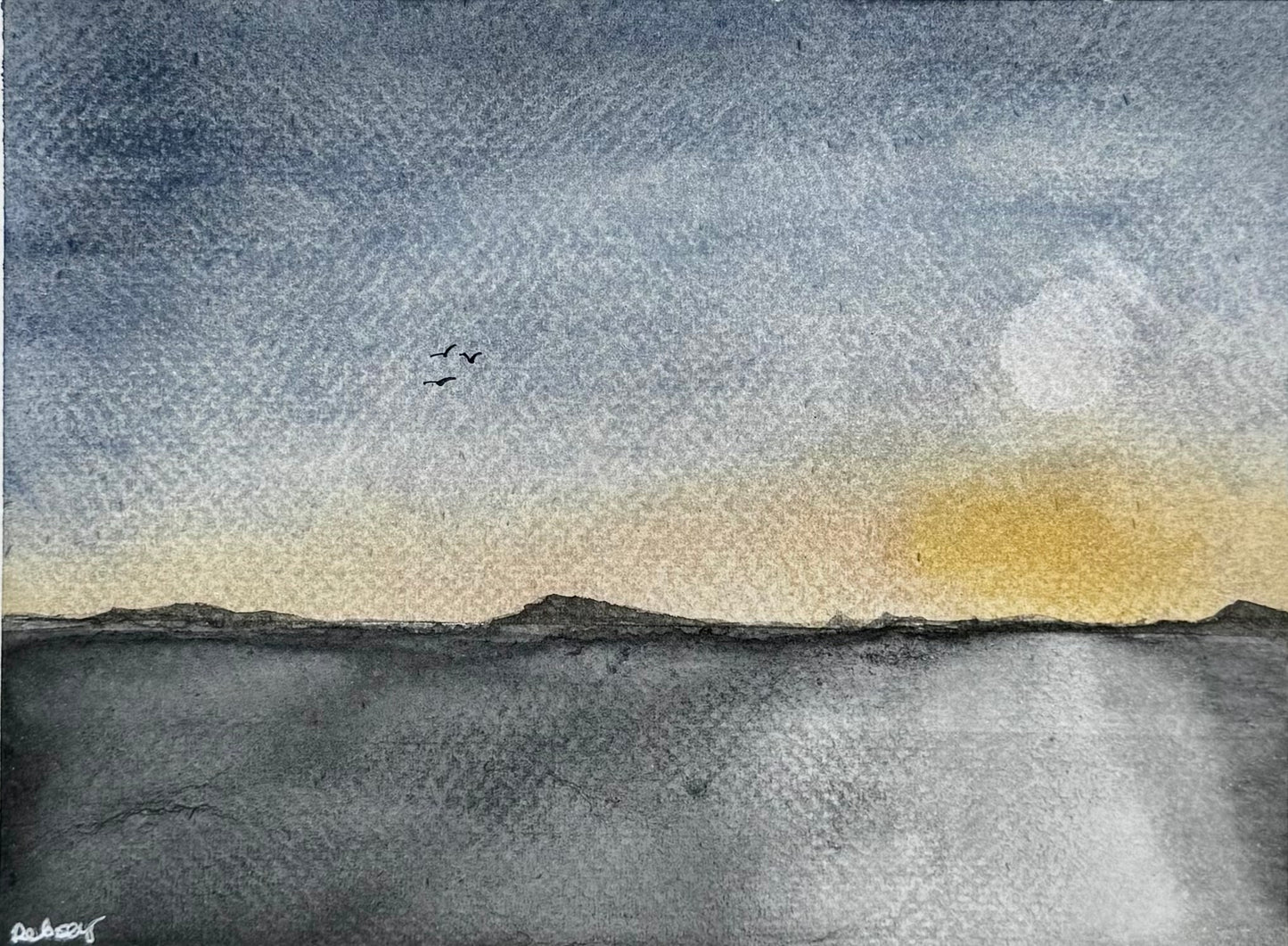 Where the Day Meets the Deep - Original Watercolour Painting | 8x6” Artwork in A4 Mount | Eco-Friendly | Optional Frame