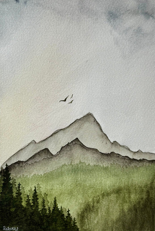 Wings Over the Ridge | Original Watercolour Painting | A4