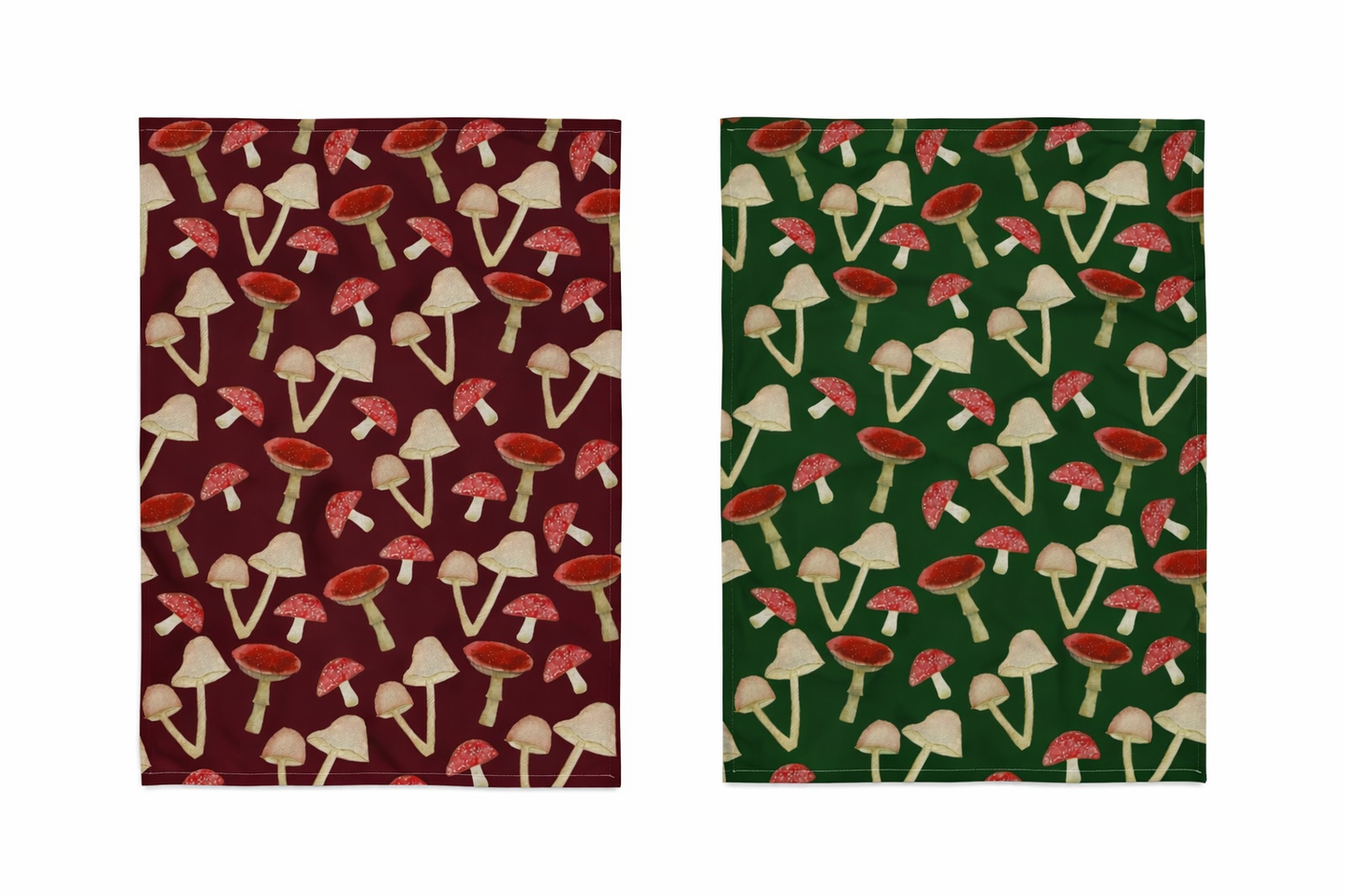 So Mush Love Tea Towel – Art-Led Mushroom Cotton Linen Kitchen Towel (Burgundy or Green)