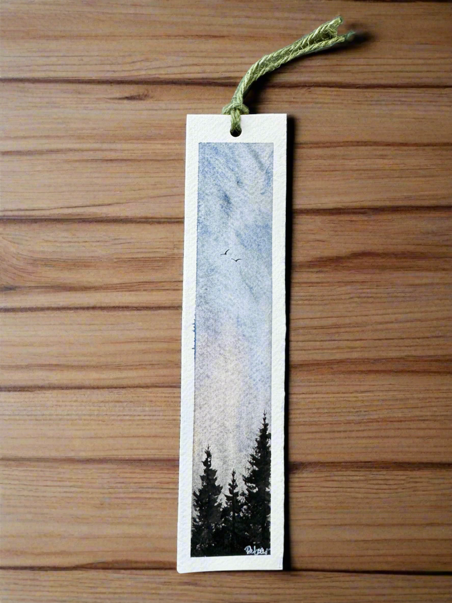 Dusk Sky Bookmark – Hand-Painted Twilight Watercolour Landscape Bookmark