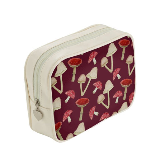 ‘Mushrooms’ Make Up Bag – Woodland Fungi Illustration | Nature Inspired Cosmetic, Toiletries Bag