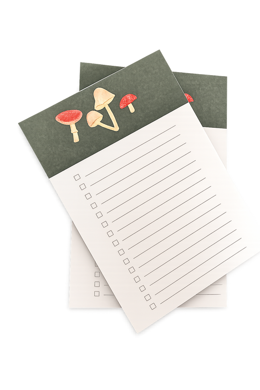 So Mush Love A6 To-Do Notepad | Mushroom Recycled Paper Checklist Pad | Art Inspired