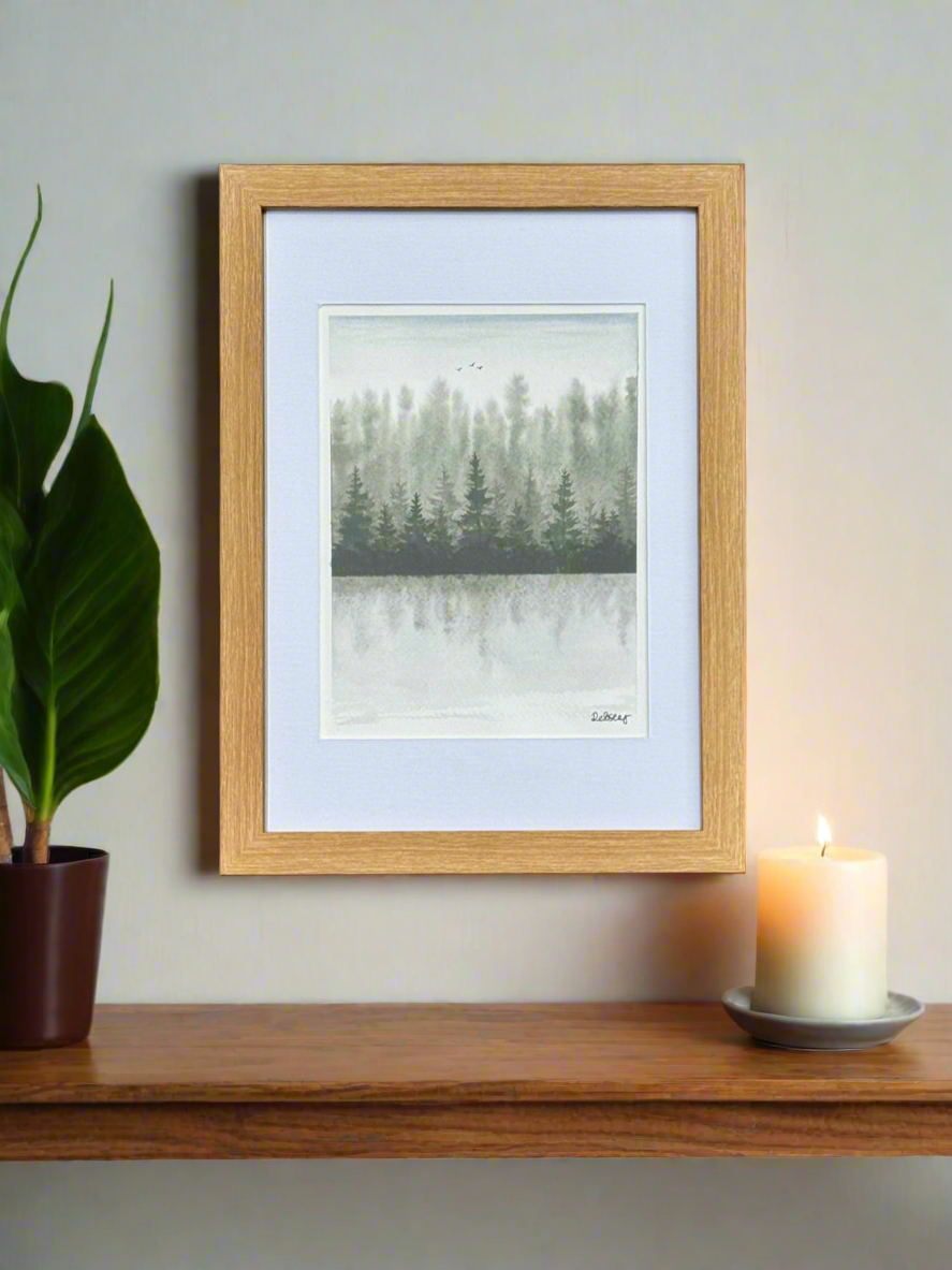 Whispering Reflections - Original Watercolour Painting | 8x6” Artwork in A4 Mount | Eco-Friendly | Optional Frame