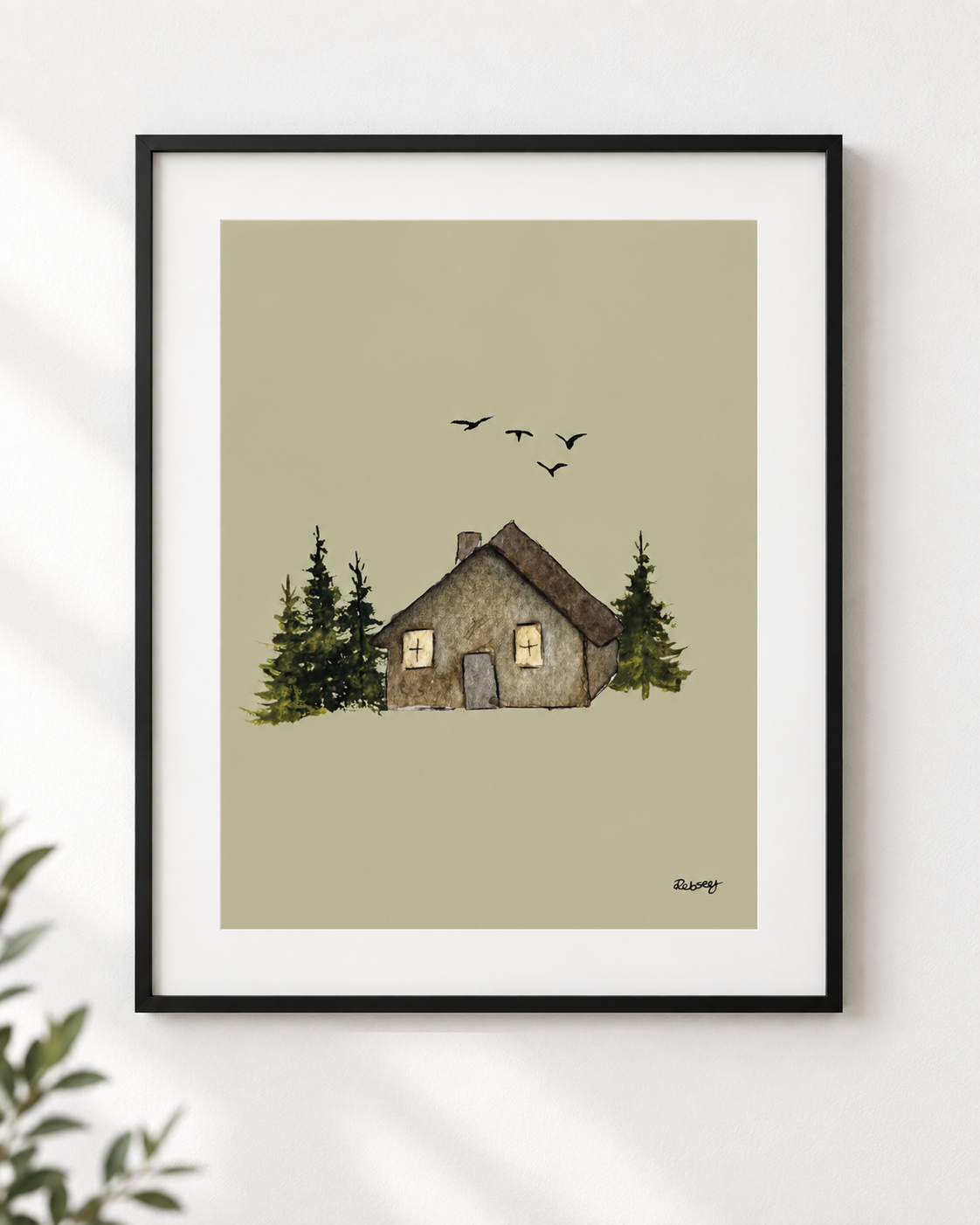 A Home That Waits Cosy Cottage | Illustrated A4 Art Print in A3 Mount