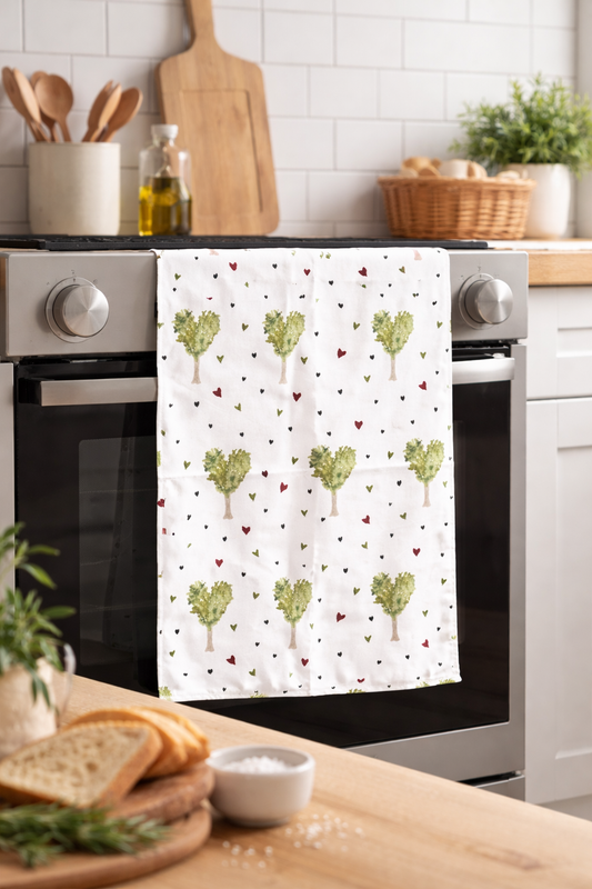 The Way to School Tea Towel – Heart Tree Art-Led Cotton Linen Kitchen Towel
