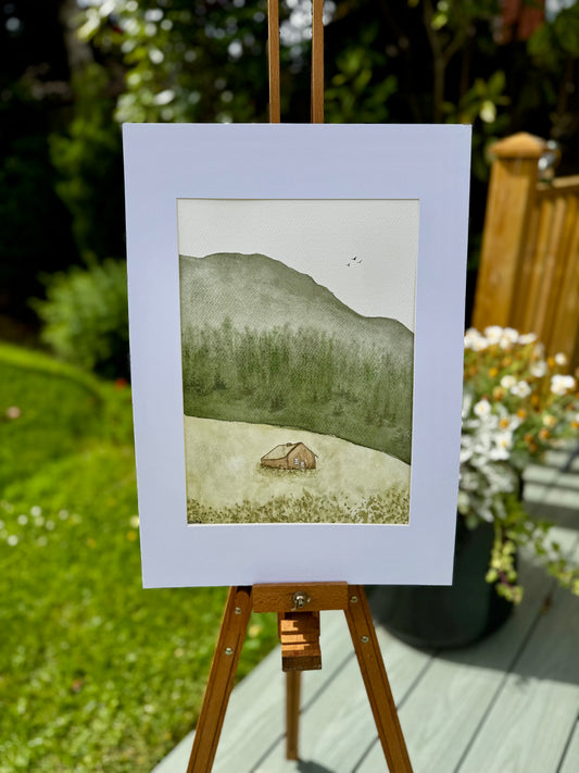 The Meadow’s Keeper - Original Watercolour Painting | A4 Artwork in A3 Mount | Eco-Friendly | Optional Frame