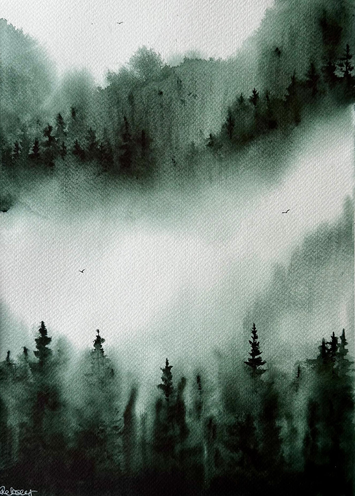 Emerald Veil - Original Watercolour Painting | - 14 x 10”