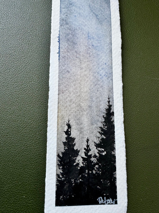 Dusk Sky Bookmark – Hand-Painted Twilight Watercolour Landscape Bookmark