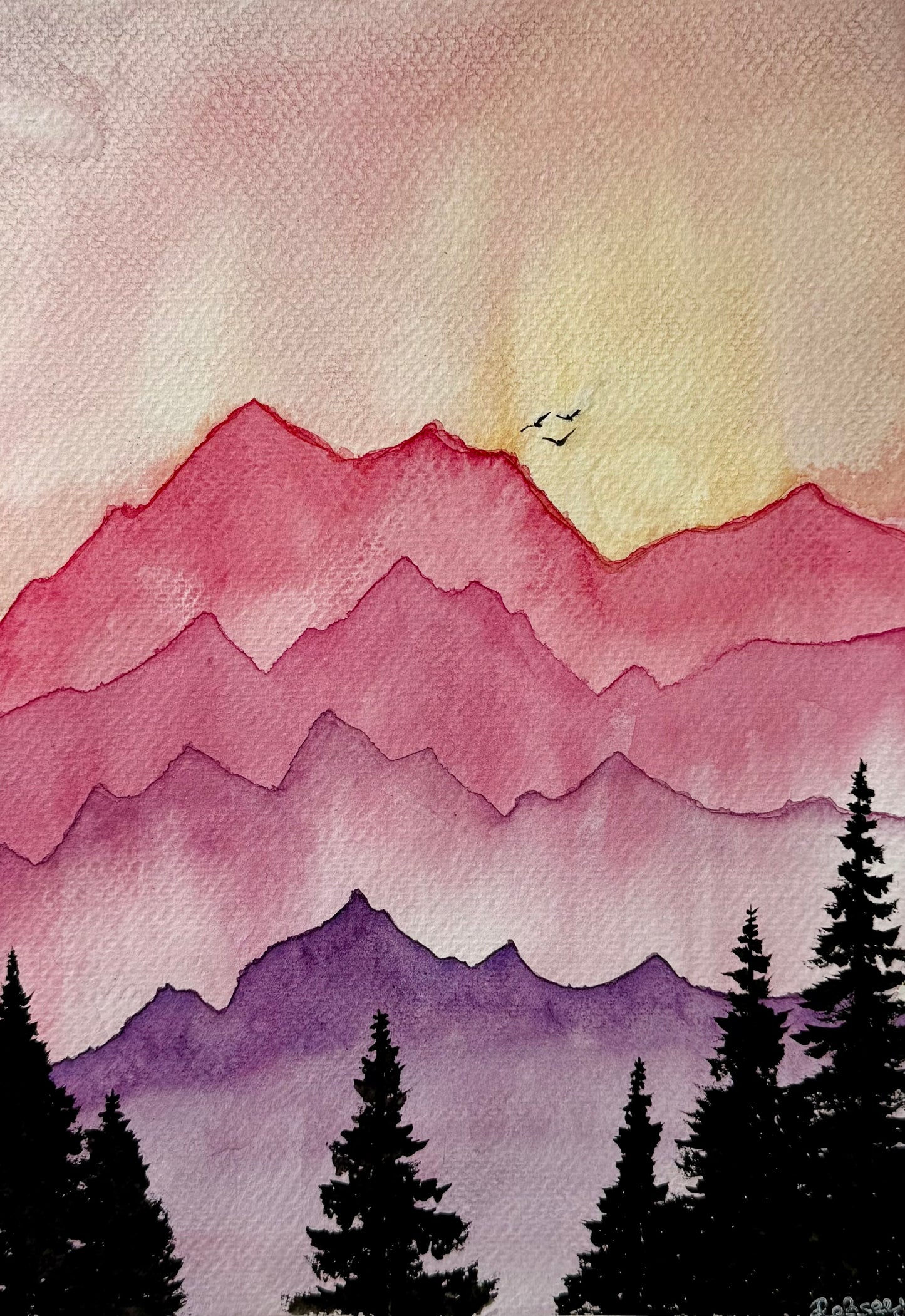 Twilight Peaks | Original Watercolour Painting | A4