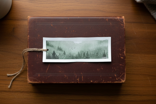 Forest Canopy Bookmark – Green Woodland Watercolour Art