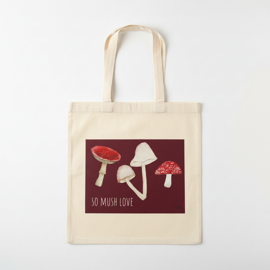 So Mush Love Tote Bag – Organic Cotton Mushroom Illustration | Eco-Friendly Woodland Shopper