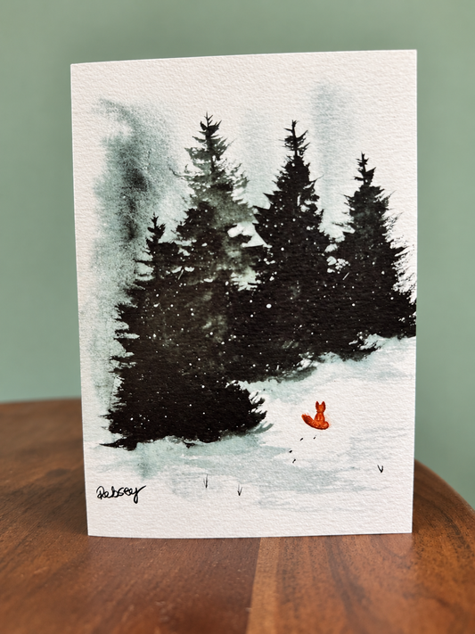 Winter Fox | Sustainable Art Greeting Card |Recycled A6 | Nature-Inspired Illustration