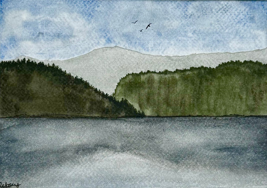 Nordic Hills - Original Watercolour Painting | 8x6” Artwork in A4 Mount | Eco-Friendly | Optional Frame