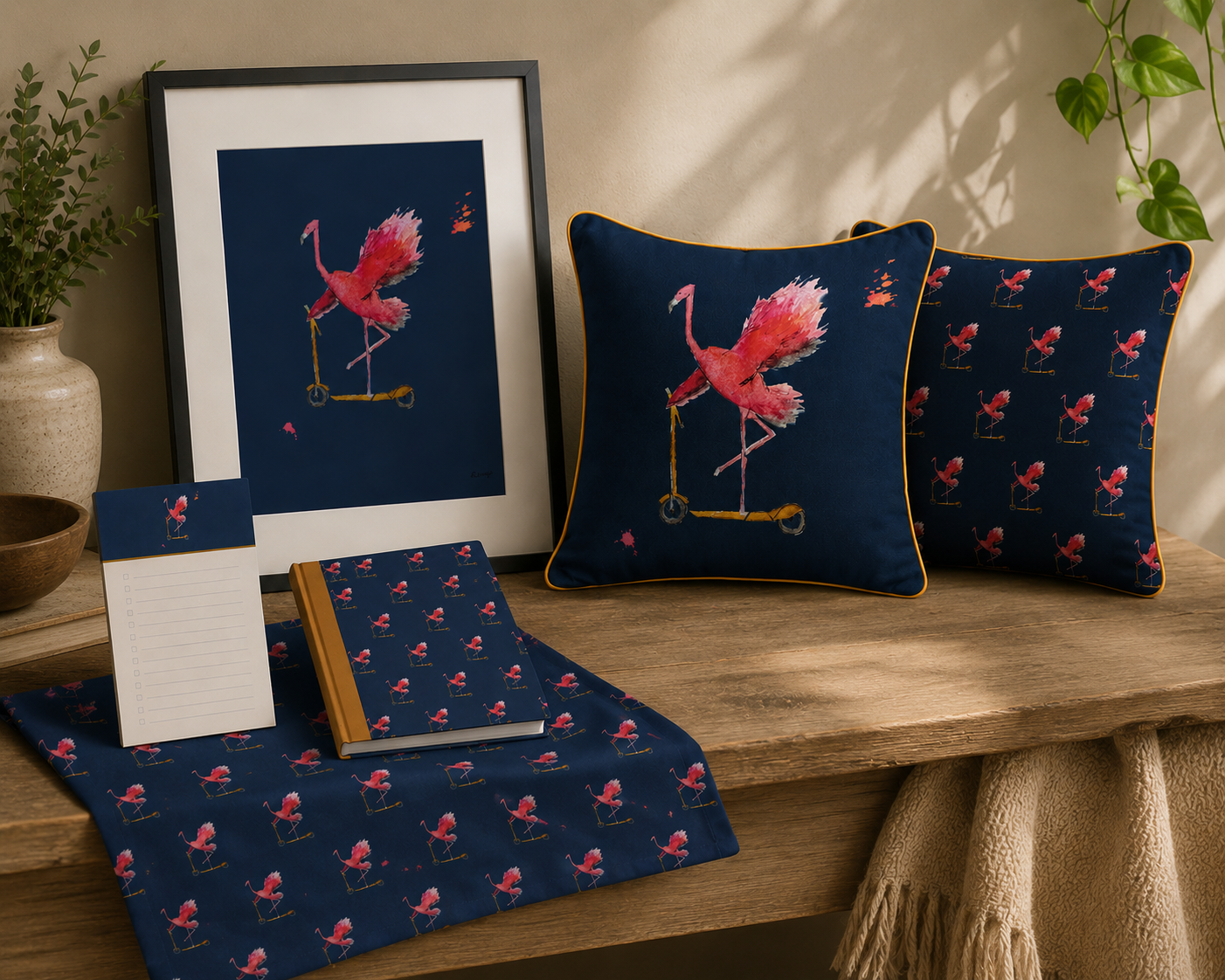Let’s ’minGO! A5 Hardback Notebook | Flamingo on a Scooter Journal | Fun & Quirky Art Notebook