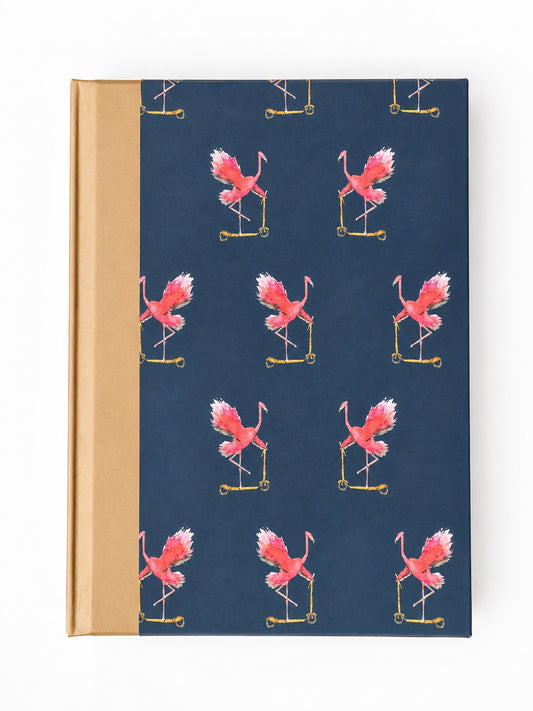 Let’s ’minGO! A5 Hardback Notebook | Flamingo on a Scooter Journal | Fun & Quirky Art Notebook