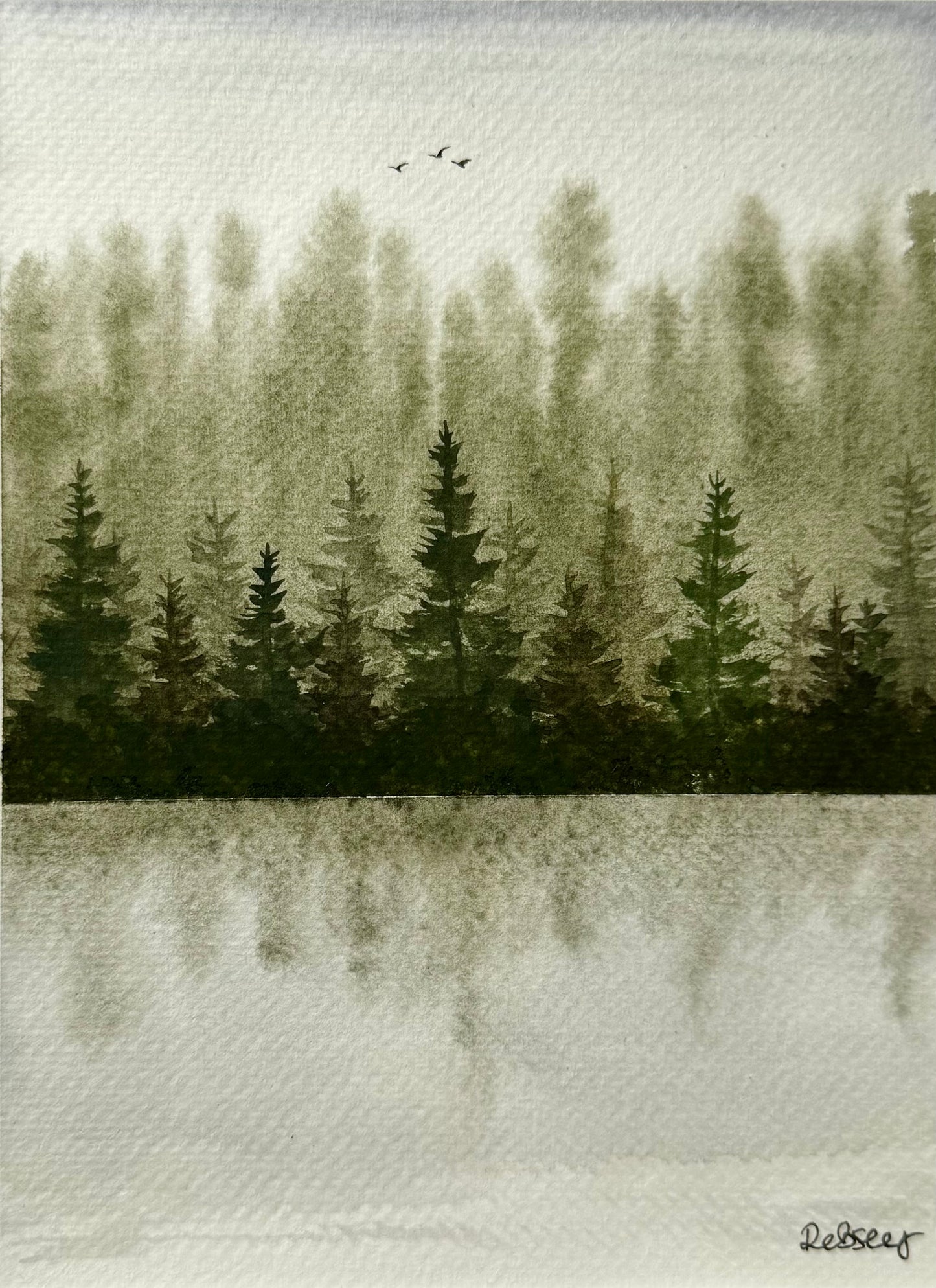 Whispering Reflections - Original Watercolour Painting | 8x6” Artwork in A4 Mount | Eco-Friendly | Optional Frame