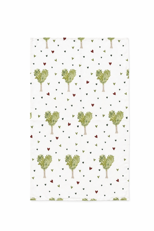 The Way to School Tea Towel – Heart Tree Art-Led Cotton Linen Kitchen Towel