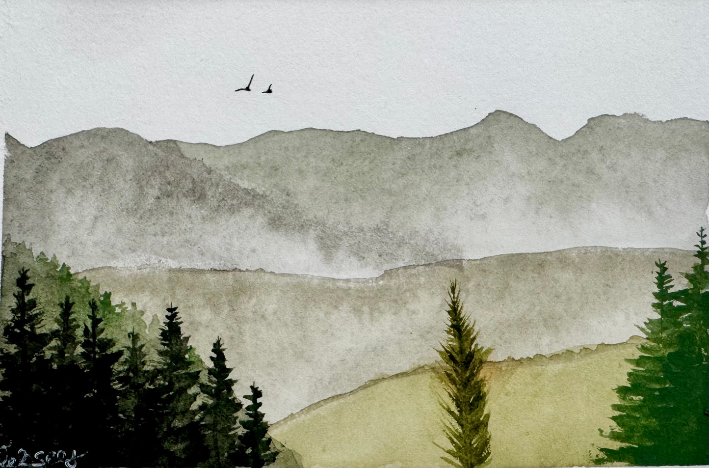 Held by the Hills – Original Watercolour Mountain Landscape (Inspired by Snowdonia) | 6x4 framed