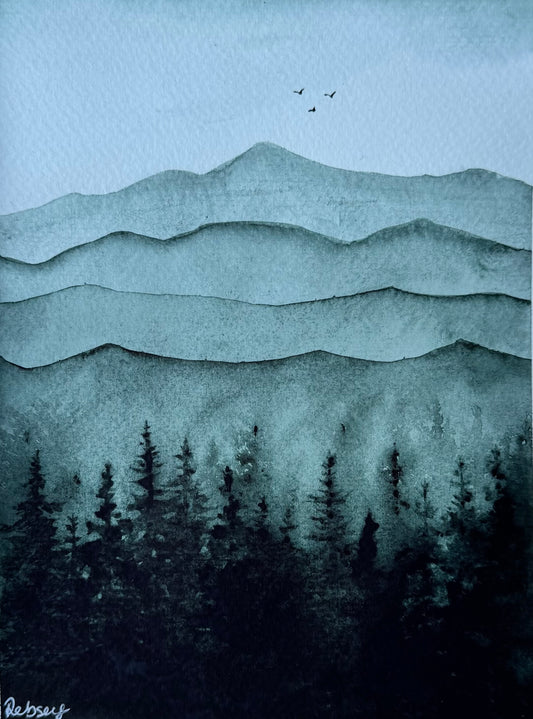 Layers of Stillness | Original Watercolour Landscape Painting | 8x6”