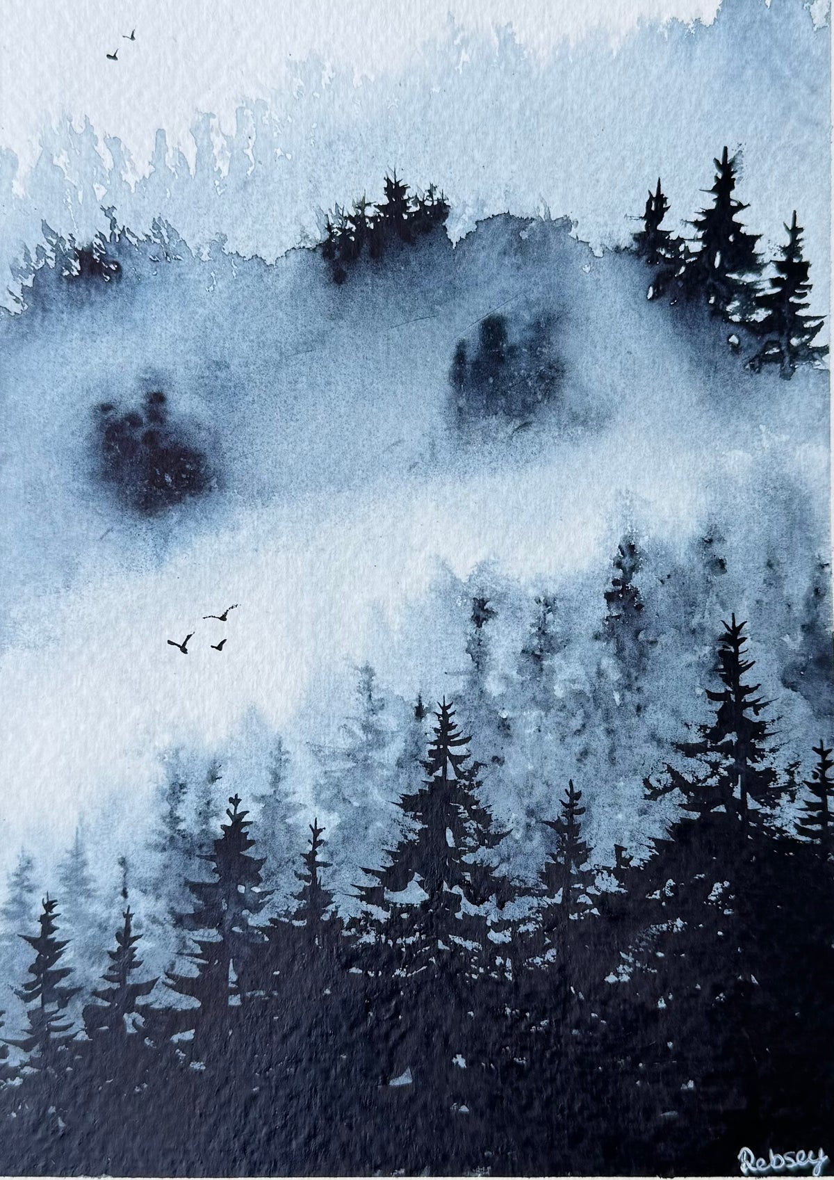 Held in the Quiet | Original Woodland Forest Watercolour Painting | Framed 8×6