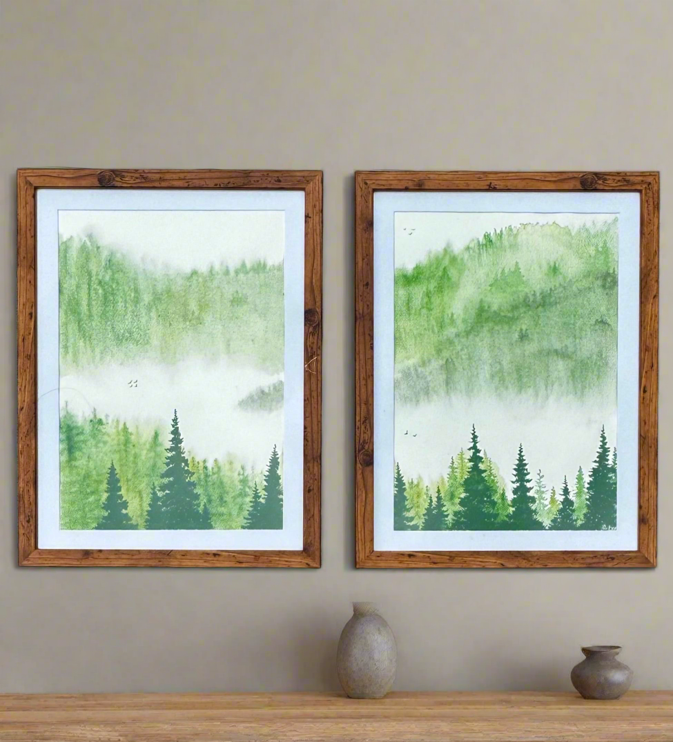 Whispers Through the Pines | Original Duo Watercolour Paintings | 14”x10”