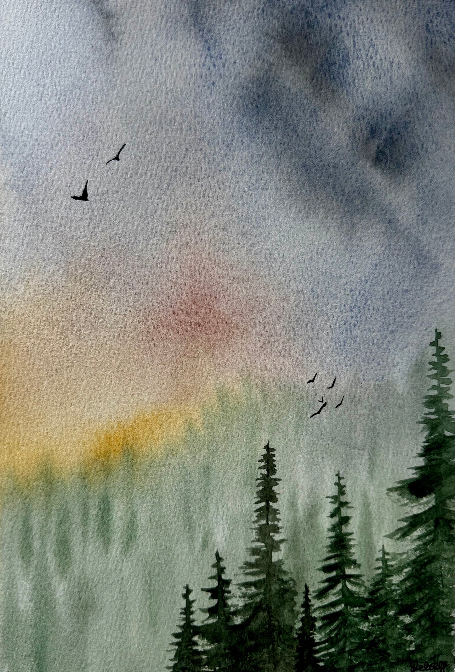 Beneath the Painted Sky | Original Watercolour Painting | A4
